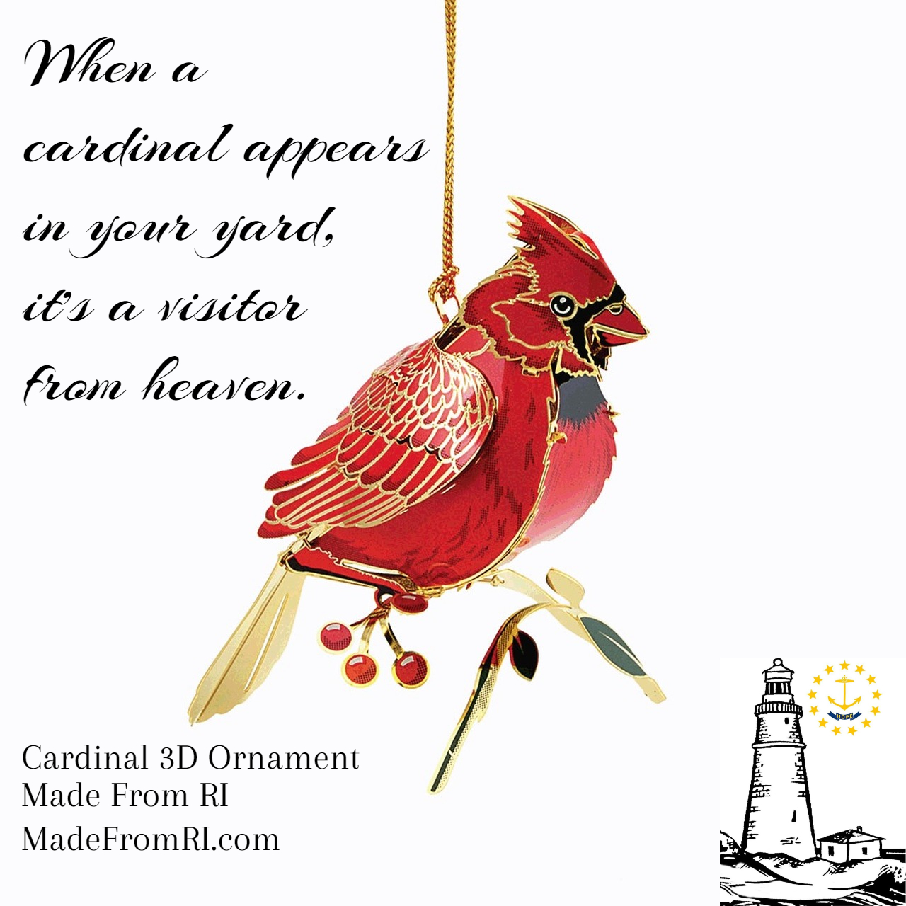 Made From RI Cardinal 3D Ornament