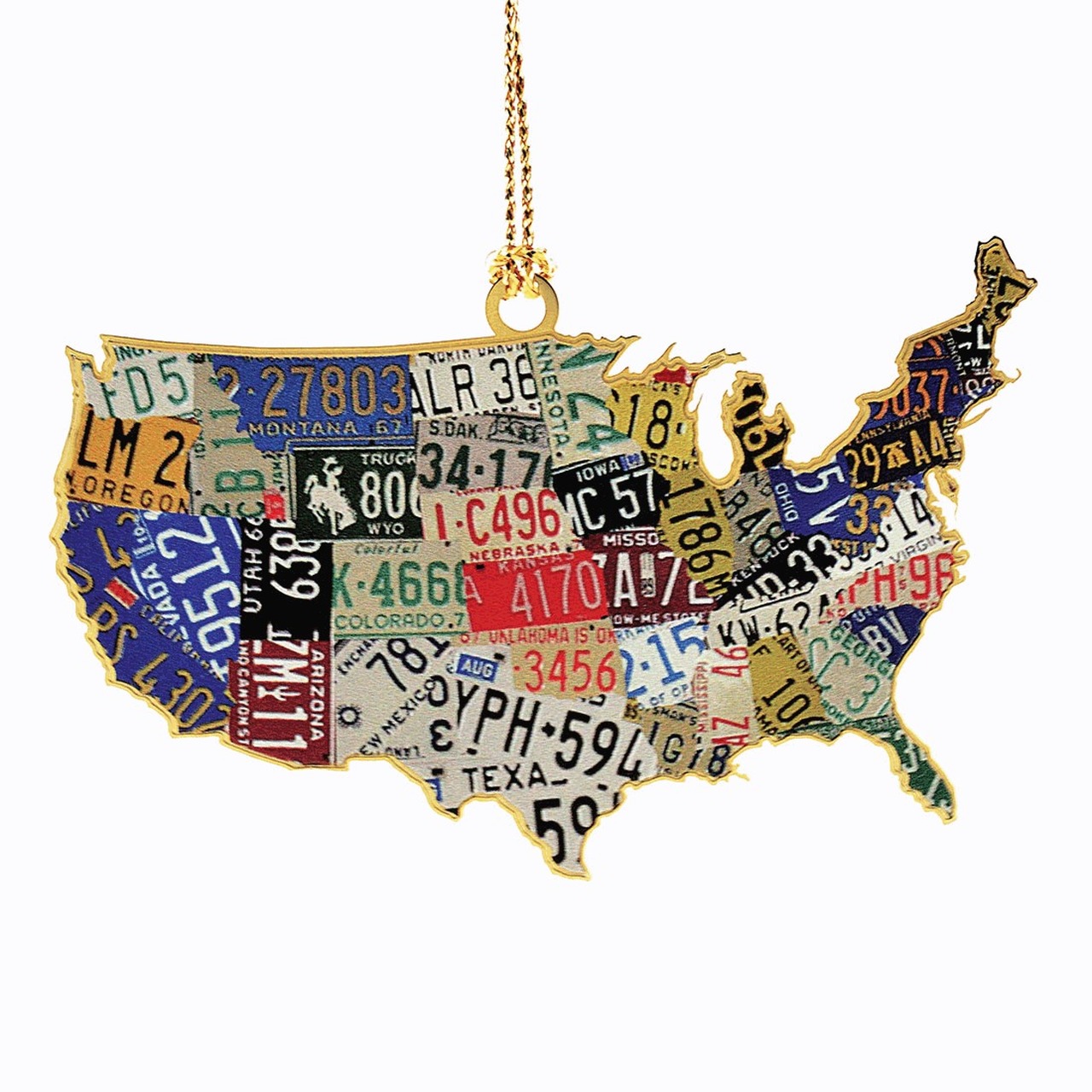 USA License Plate Map Ornament